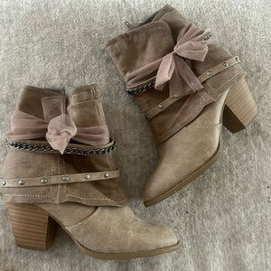 Ankle boots. Tan with stickers still on sole.